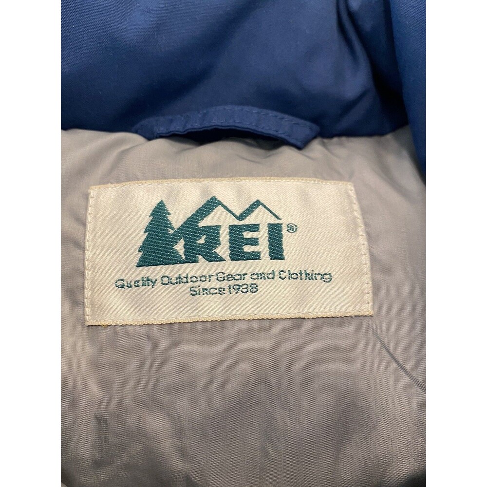 REI Vintage Blue Full Zip + Snap Lined Goose Down Puffer Winter Vest Mens Large?